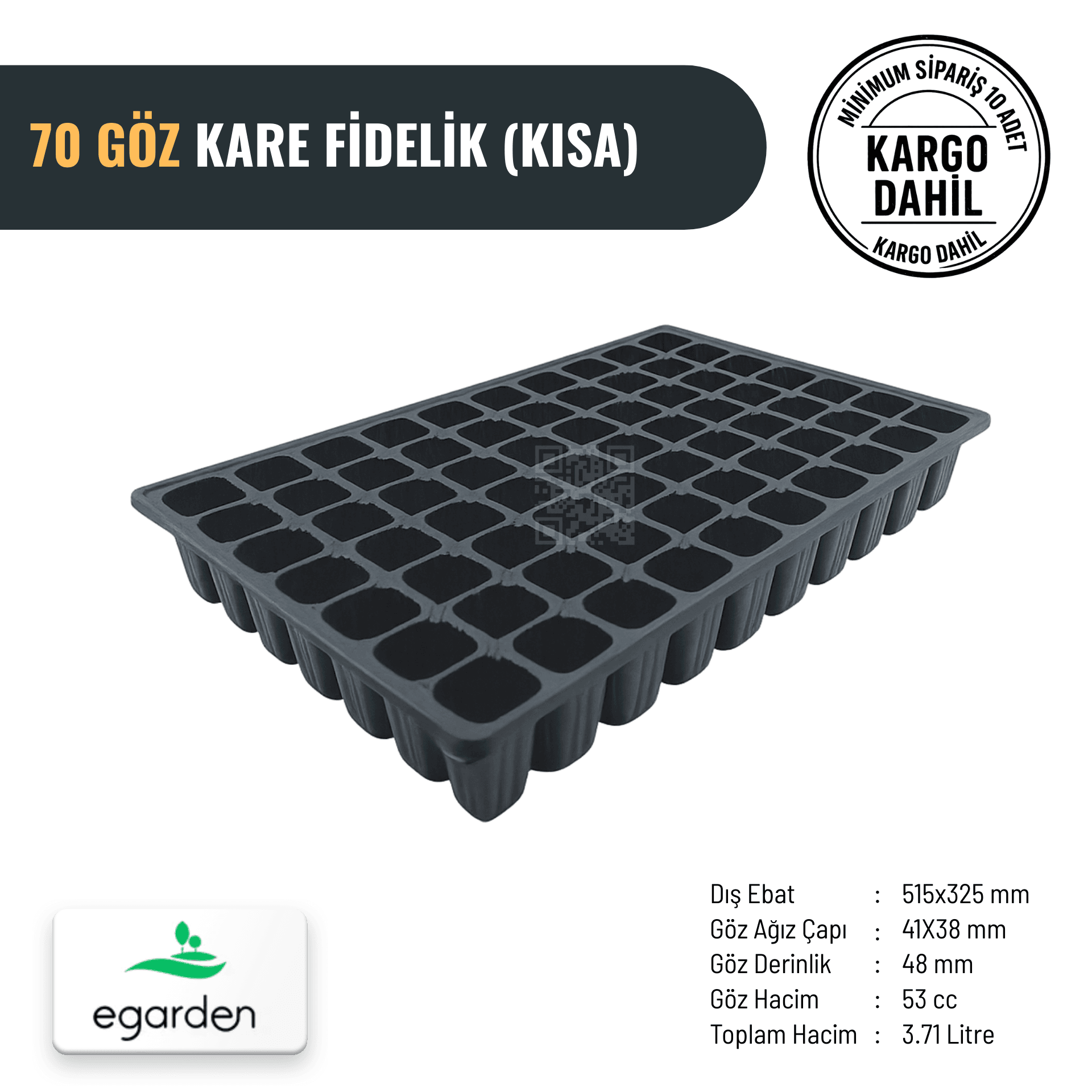 70 Göz Kare Fide Viyolü (Kısa) – 53 cc (3.71 Litre Toplam Hacim)